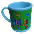 newest well design embossed colorful butterfly plastic silicone mug